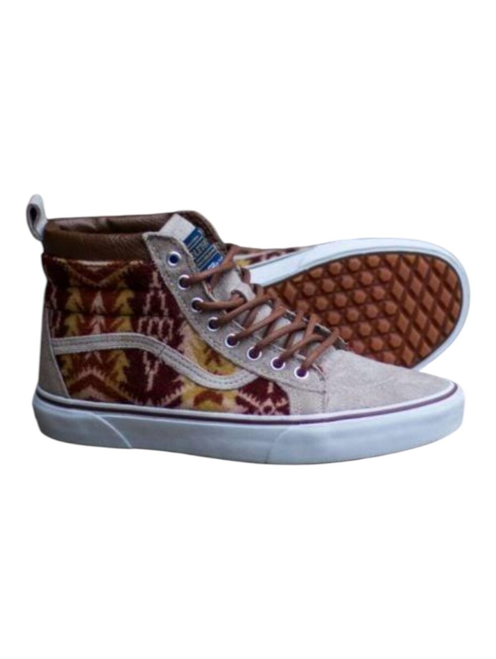 Vans x Pendleton Sk8 High Top Suede Sneakers Southwestern Tan Women's 7